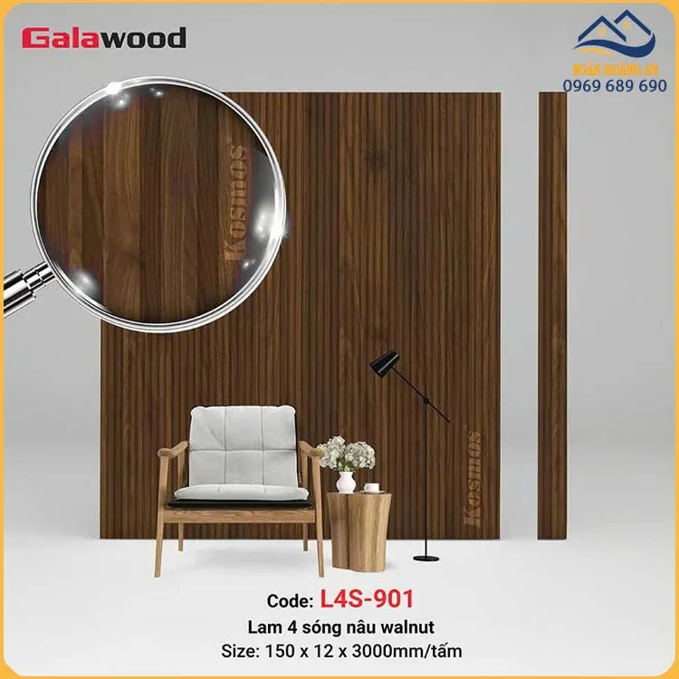 Tấm Ốp Lam Sóng Nhựa Giả Gỗ Galawood L4S-901